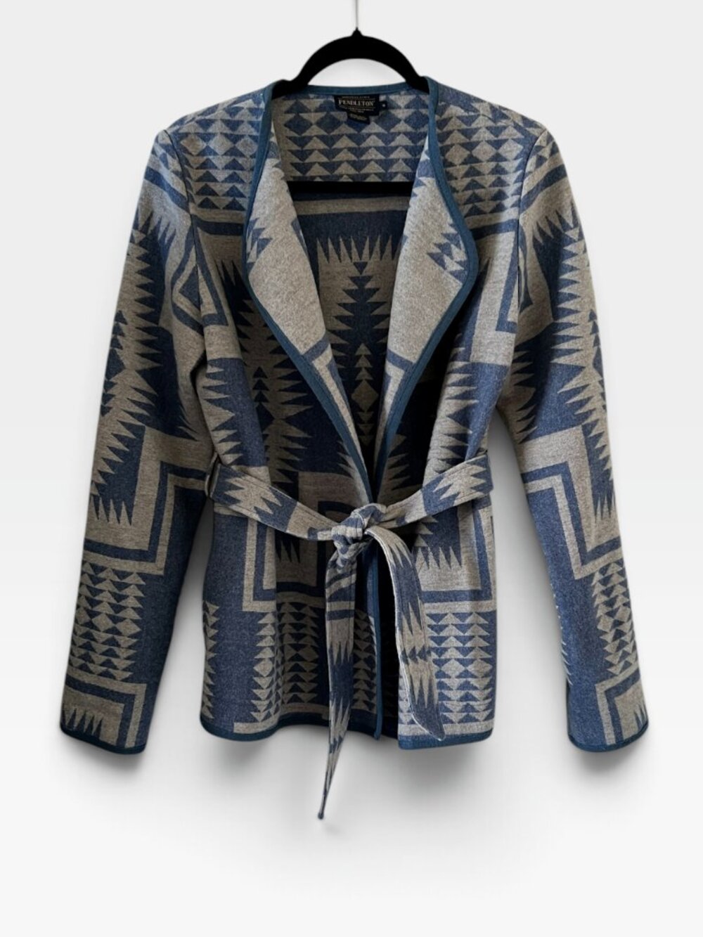 Pendleton Virgin Wool Aztec Jacket/Coat In Blue & Gray Size S